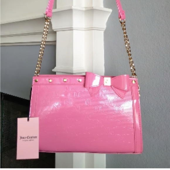 Juicy Couture Pink Lemonade Bow Crossbody with Gold Chain - Picture 1 of 1
